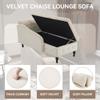 Modern Velvet Chaise Lounge Sofa with Storage, Right Armrest and Hydraulic Recline view 4