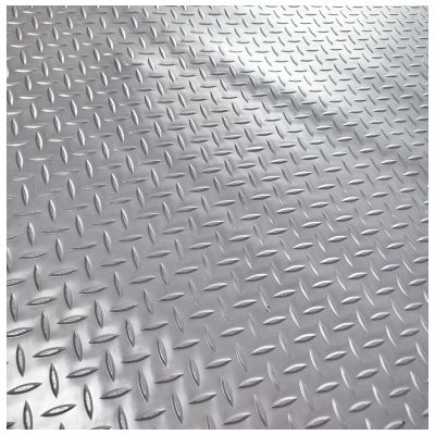 Garage Floor Protector, Embossed Diamond Plate Vinyl Roll, Gray (W × L)