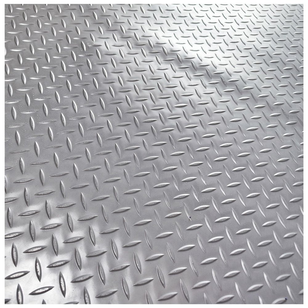 Garage Floor Protector, Embossed Diamond Plate Vinyl Roll, Gray (W × L)