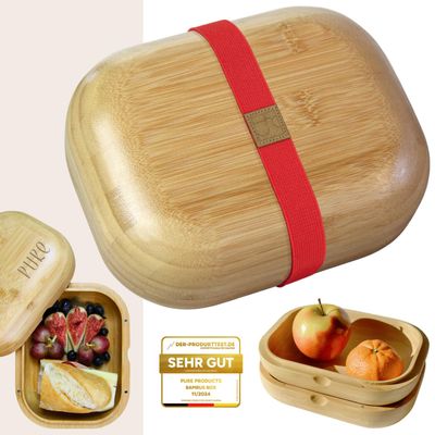 Pure Bamboo Lunch Box with Strap, 1,000 ml