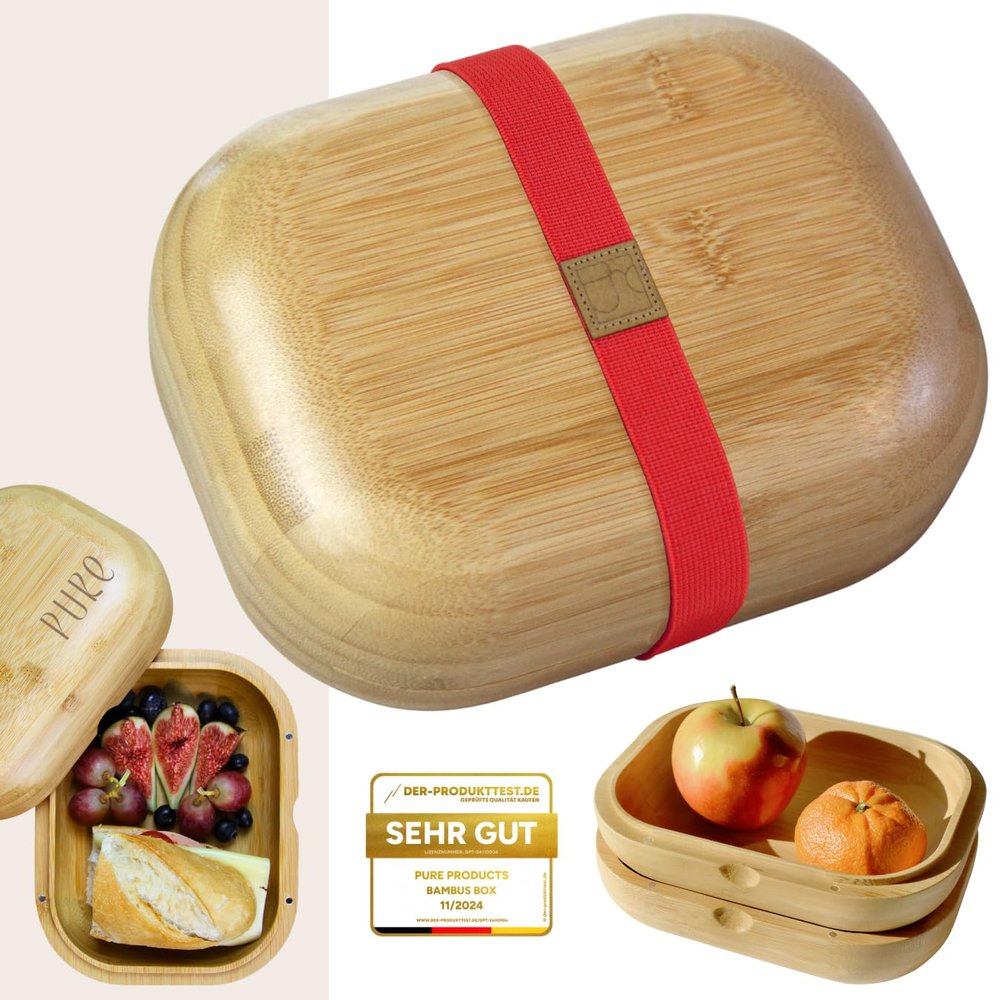 Pure Bamboo Lunch Box with Strap, 1,000 ml