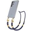 EAZY CASE Phone Chain with Carabiner for Galaxy S25 Ultra, Transparent Silicone Case, Midnight Blue, Gold Clips view 1