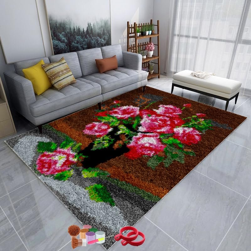 WGQR DIY Latch Hook Rug Kit with Tools, 45 x 70 cm