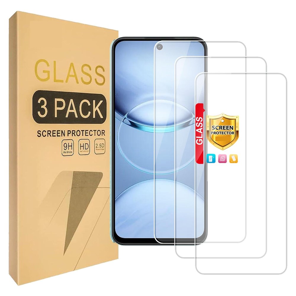 Lucyliy 3-Pack Compatible with itel P55 Plus Tempered Glass Screen Protector, 9H Hardness, High Definition