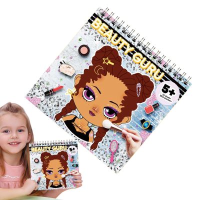 Girls' Makeup Coloring Book, Thick Paper, Stickers, Spiral-Bound, 20 Pages