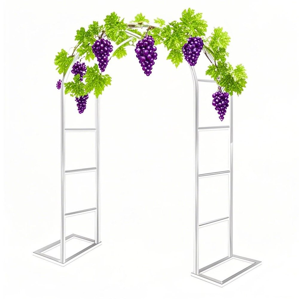 Metal Garden Rose Arch Trellis, Weather-Resistant, White, 180 × 220 cm