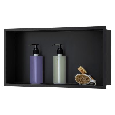 Sunrik Stainless Steel Shower Wall Niche, 30 x 60 x 10 cm, Black
