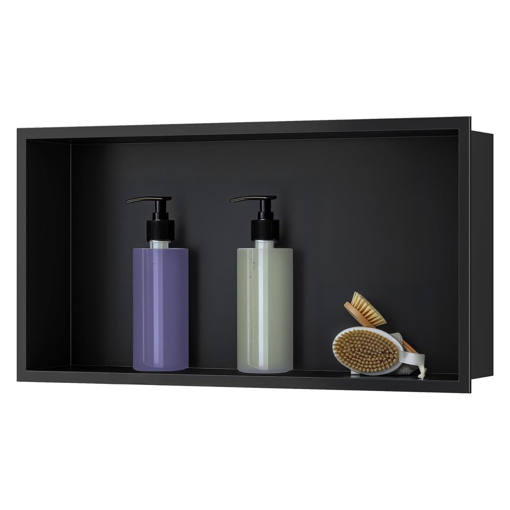 Sunrik Stainless Steel Shower Wall Niche, 30 x 60 x 10 cm, Black