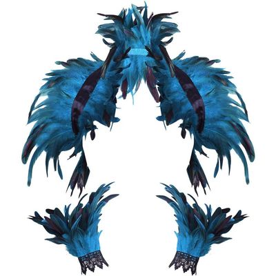 AMOYER Feather Cape with 1 Pair of Feather Arm Bands, Gothic Style, Feather Scarf, Carnival Costume Accessory for Women