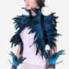 AMOYER Feather Cape with 1 Pair of Feather Arm Bands, Gothic Style, Feather Scarf, Carnival Costume Accessory for Women view 2