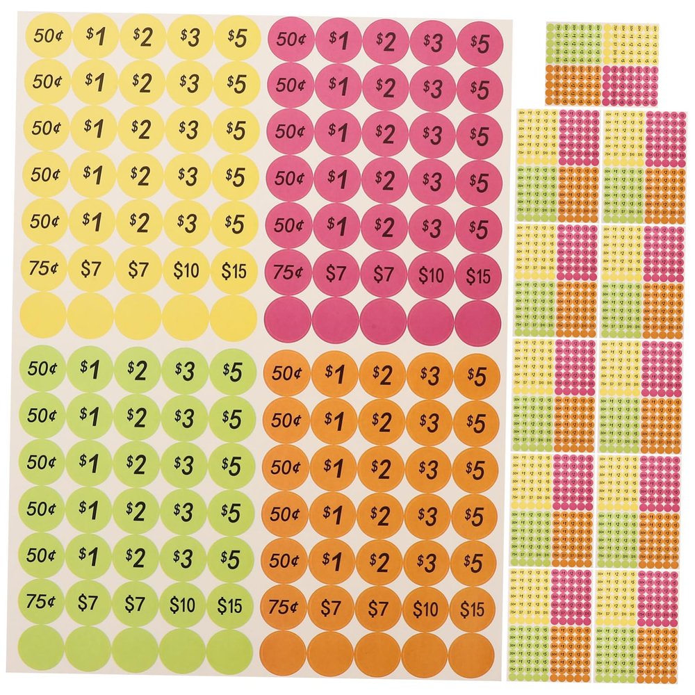 VILLFUL 20-Sheet Price Labels for Flea Markets and Small Businesses