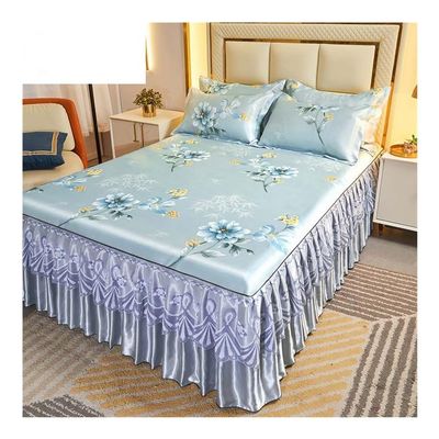 Cmis Kbei Modern Royal Blue Bedspread and Bed Skirt, Machine-Washable, Elastic-Band Sheet, for Queen-Size Bed (180 x 200 cm), 3-Piece Set