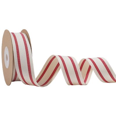 GORGECRAFT Cotton Ribbon with Stripes 9m x 25mm