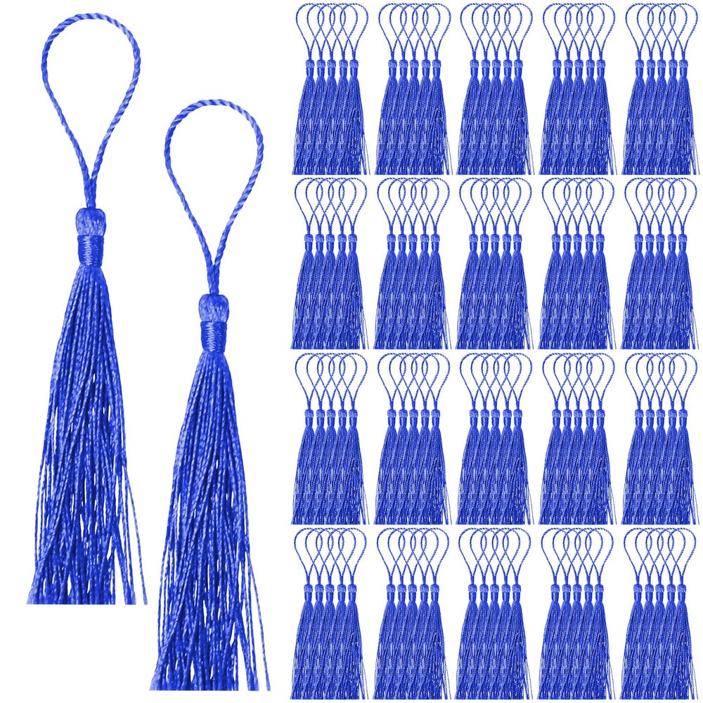 Cimeton 100 Pcs Royal Blue 13 cm Silk Mini Tassels