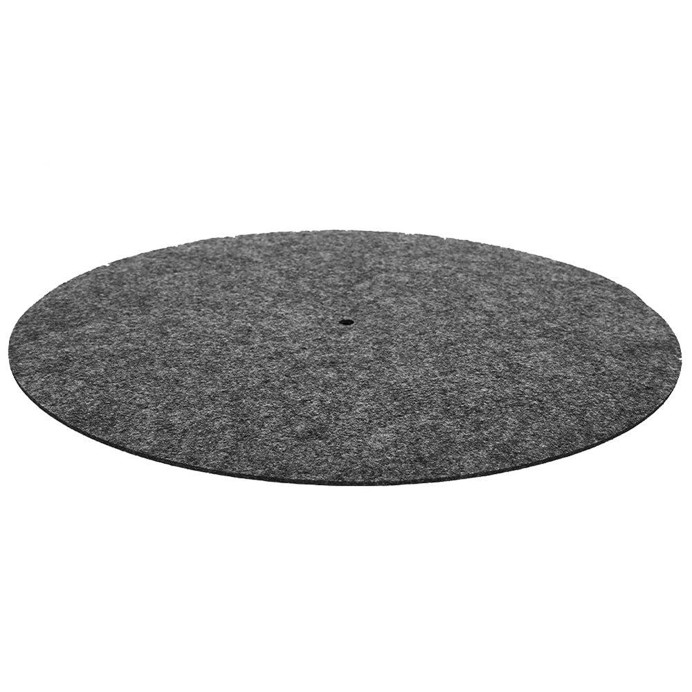 12-Inch Record Player Mat, Audiophile Wool Record Pad with Non-Slip Grooves for Standard Turntables, White/Black