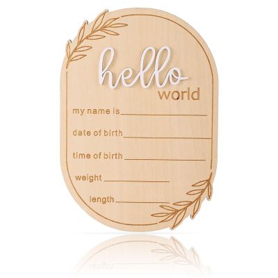 Gosknor Birth Announcement Sign, 15x10.5cm Hello World Wooden Sign