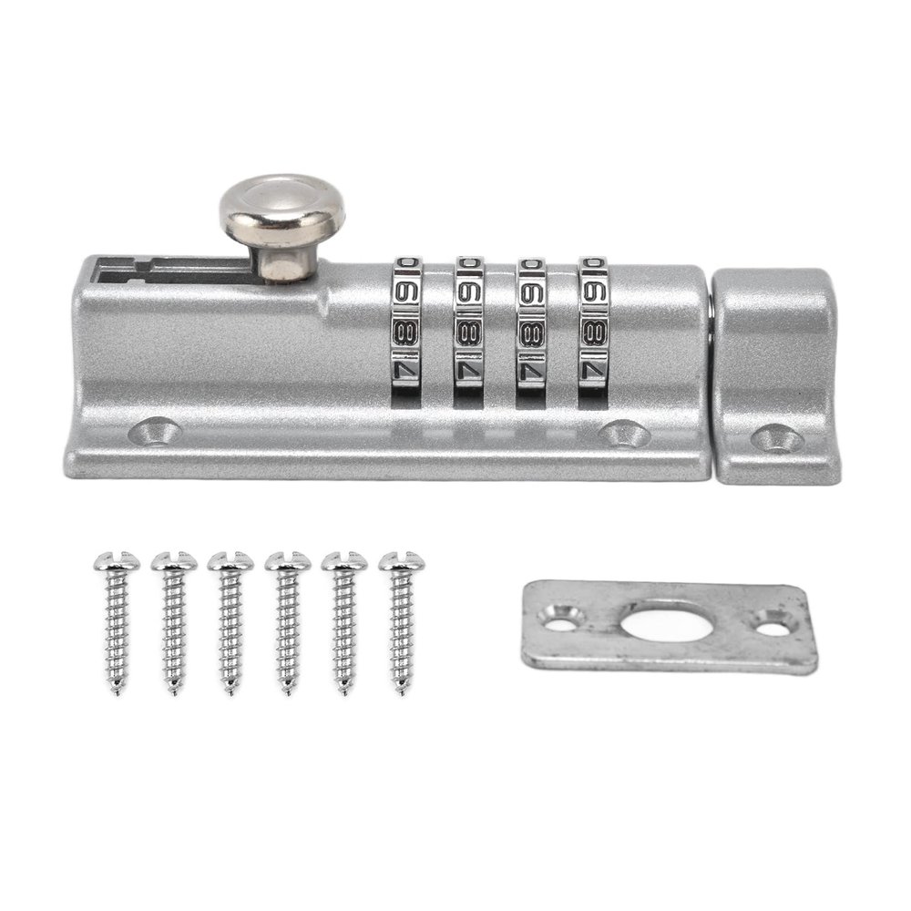4-Digit Combination Slide Lock, Zinc Alloy, Silver