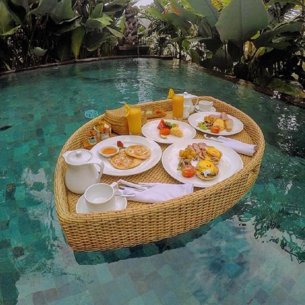 ITETONE Leaf-Shaped Floating Serving Tray, Beige