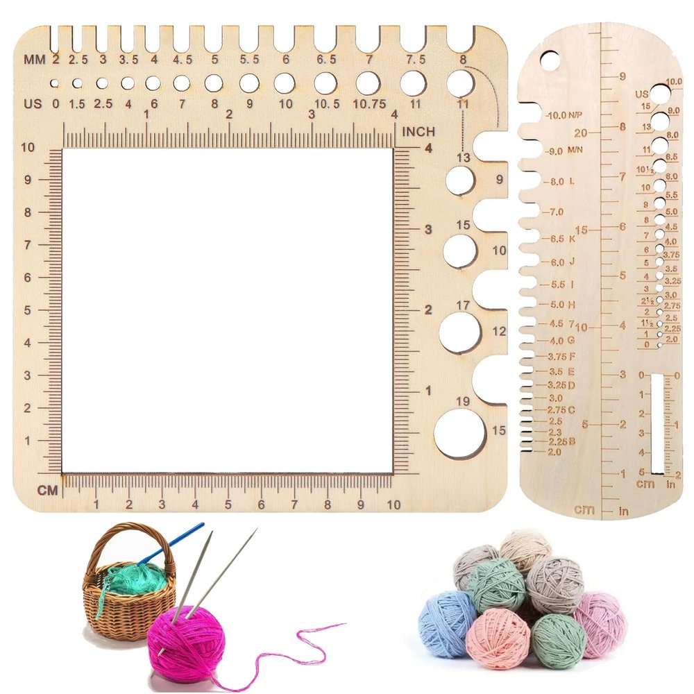 Jiavlyx 2-Piece Scandinavian Knitting Gauge