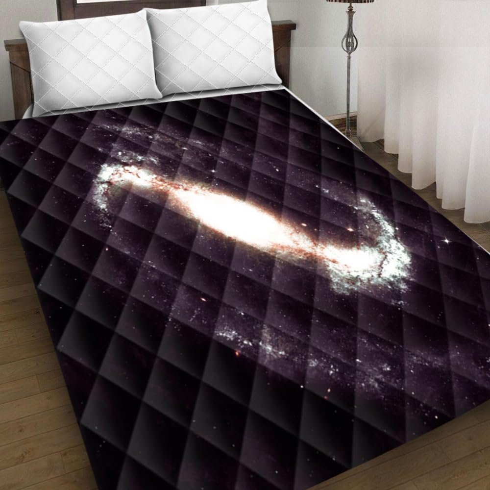 Hiseng Quilted Microfiber Bedspread with 3D Starry-Sky Design, Brown, 150 x 200 cm