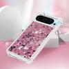 Shockproof Phone Case for Google Pixel 9 Pro with Liquid Quicksand Glitter and Floating Hearts, Reinforced Dual-Layer TPU Cover, SSD-Certified, Rose Gold view 3