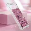 Shockproof Phone Case for Google Pixel 9 Pro with Liquid Quicksand Glitter and Floating Hearts, Reinforced Dual-Layer TPU Cover, SSD-Certified, Rose Gold view 4