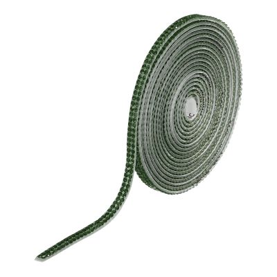 QUARKZMAN Self-Adhesive Rhinestone Ribbon 3 Yards Dark Green