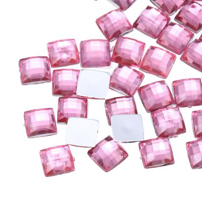 QUARKZMAN 50 Pcs Acrylic Flatback Rhinestones 8mm Square