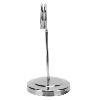Compact Stainless Steel Table Number Holder, Wraparound Ring Design, Silver