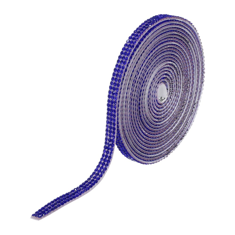 QUARKZMAN Self-Adhesive Rhinestone Ribbon 3 Yard Dark Blue