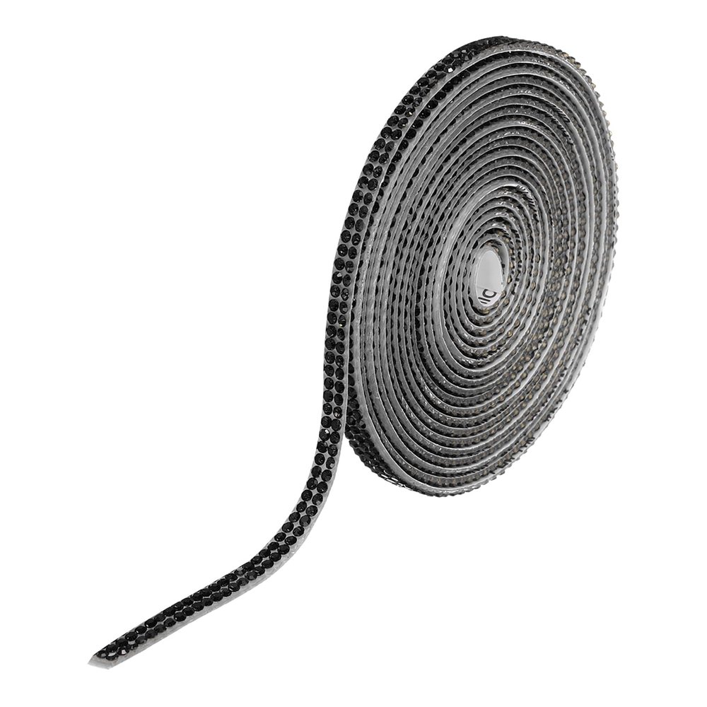 QUARKZMAN Self-Adhesive Rhinestone Trim 3 Yard Roll, Black