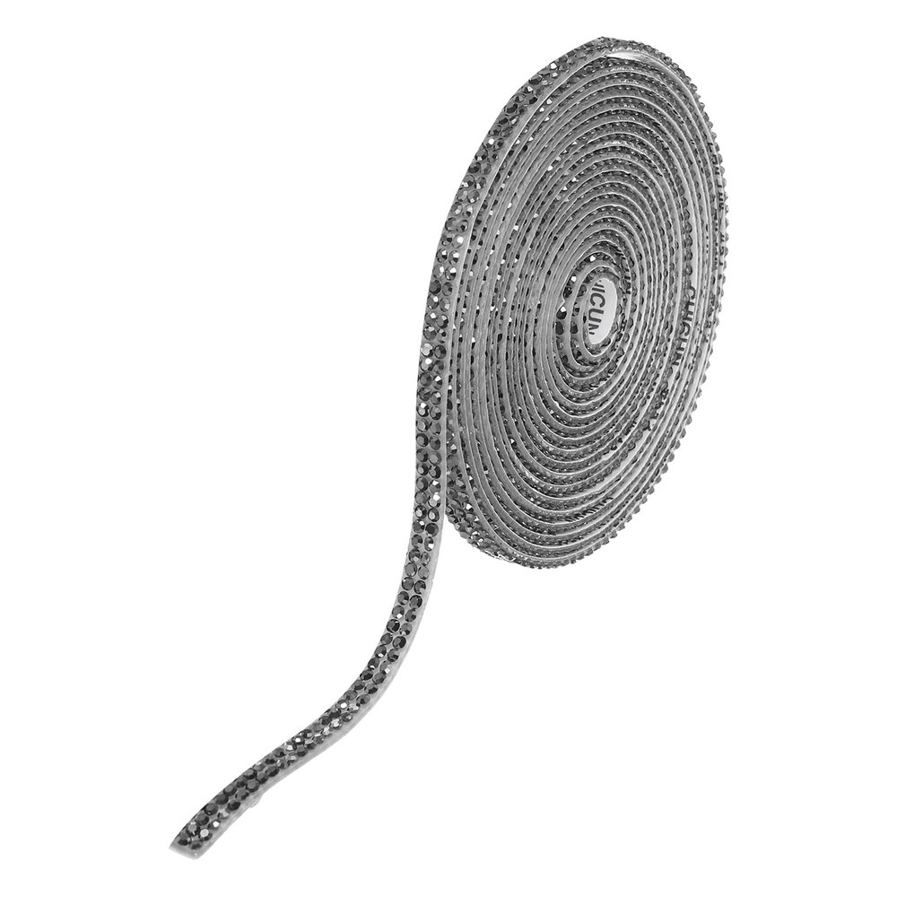 QUARKZMAN Self-Adhesive Rhinestone Ribbon 3 Yards Dark Gray