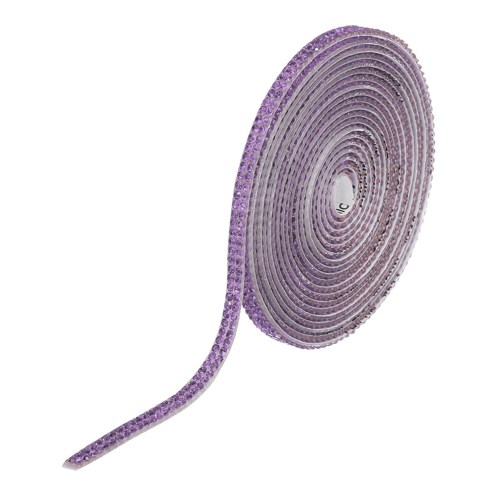 QUARKZMAN Self-Adhesive Rhinestone Ribbon 3 Yards Bling Roll, Purple