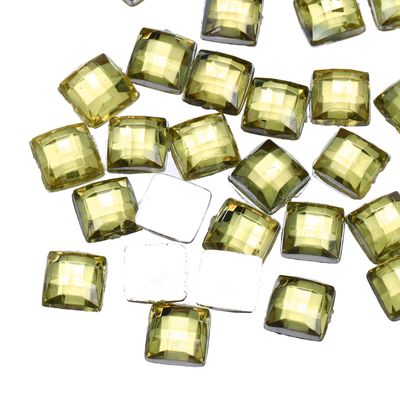 QUARKZMAN 50 Pcs Acrylic Flatback Rhinestones 8mm Square Light Yellow