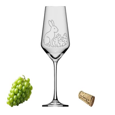 eXODA Engraved Easter Bunny Wine Glass, 350 ml, Dishwasher-Safe