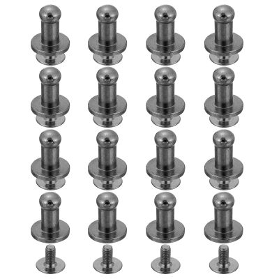 QUARKZMAN 16 Pcs Leather Rivets with Screw Back, Metallic Black