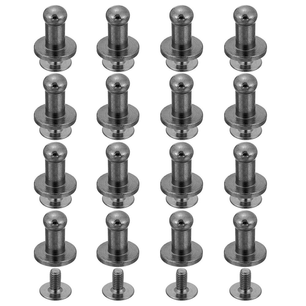 QUARKZMAN 16 Pcs Leather Rivets with Screw Back, Metallic Black
