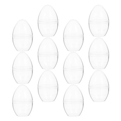 Didiseaon Transparent Fillable Flat Plastic Easter Eggs, 12-Pack, 5 x 8 cm