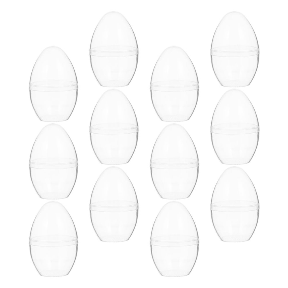 Didiseaon Transparent Fillable Flat Plastic Easter Eggs, 12-Pack, 5 x 8 cm