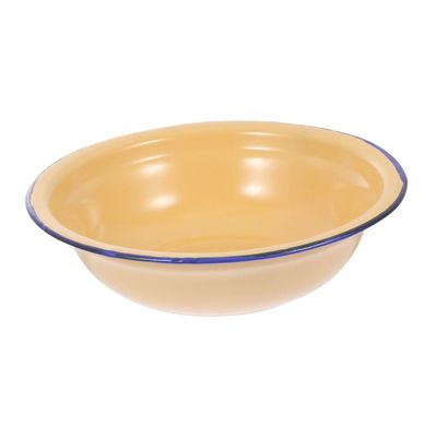 TOPPERFUN Large Yellow Vintage-Style Enamel Bowl