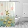 sanluoli 183 x 183 cm Polyester Shower Curtain with Hooks, Cute Frog and Green Spring Flowers view 2