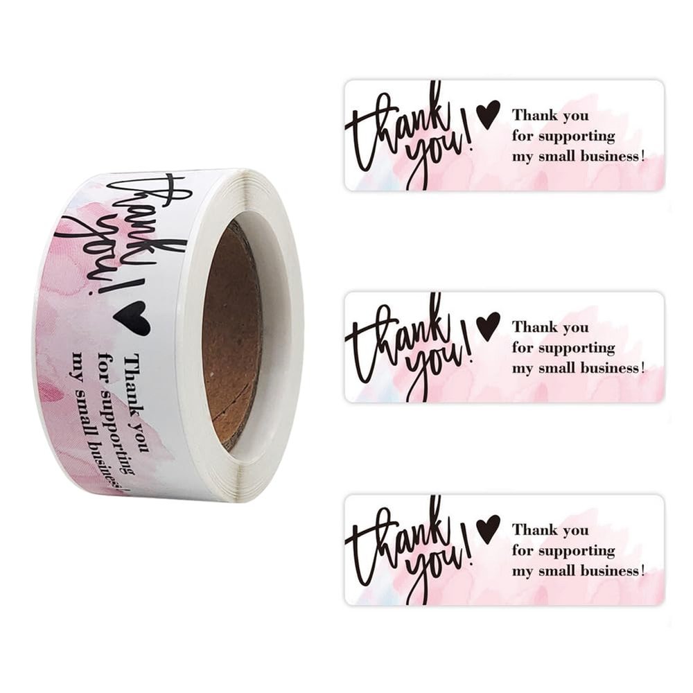 1 Roll / 120 pcs Thank You Stickers - Pink