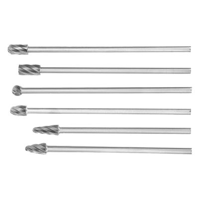 6-Piece 6 mm (1/4 in) Shank Aluminum Burr Set, 150 mm