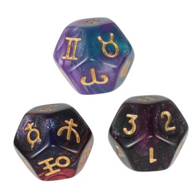 KOMBIUDA 3-Piece 12-Sided Constellation Dice Set, Resin, Cosmic Design for Games, Tarot Divination, and Role-Playing