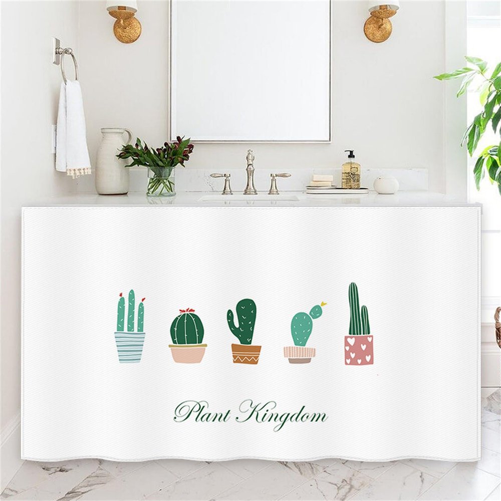 Highdi Self-Adhesive Cabinet Curtain with Velcro, Potted Cactus, 80 x 120 cm