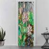Surwin Blackout Door Curtain with Grommets, Thermal Insulating Curtain, Green Leaf Painting, 150 x 200 cm view 2
