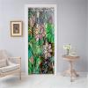 Surwin Blackout Door Curtain with Grommets, Thermal Insulating Curtain, Green Leaf Painting, 150 x 200 cm view 3
