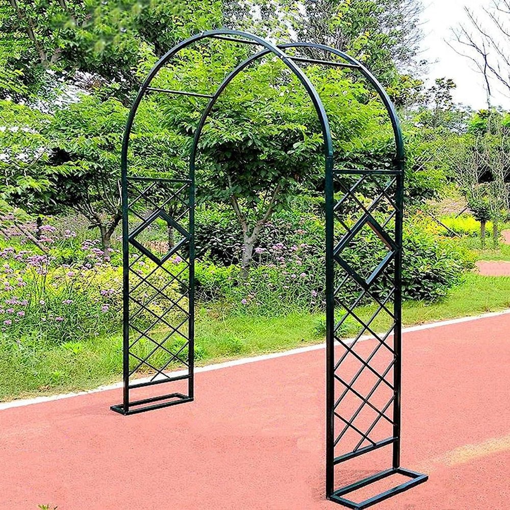 Metal Trellis for Climbing Plants, Rose Arch Support, Garden Arch, 2 x 2.7 m, 2.2 x 2.7 m, 2.6 x 2.7 m, 3 x 2.7 m, for Outdoor Areas, Lawns and Wedding Decor (Green, 7.2 x 7.1 m)