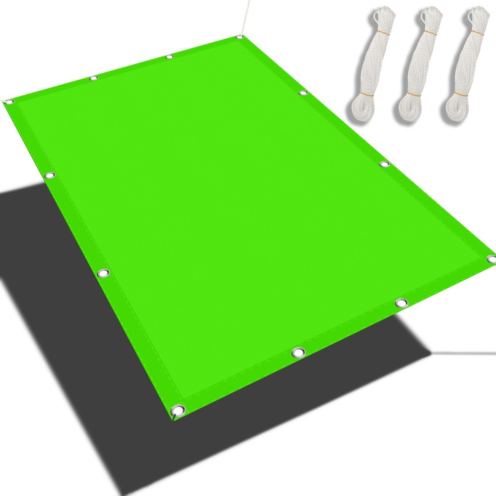 Balcony Sun Shade Sail 1.8 x 3.4 m, Waterproof Rectangular PES, UV-Resistant, Pale Green