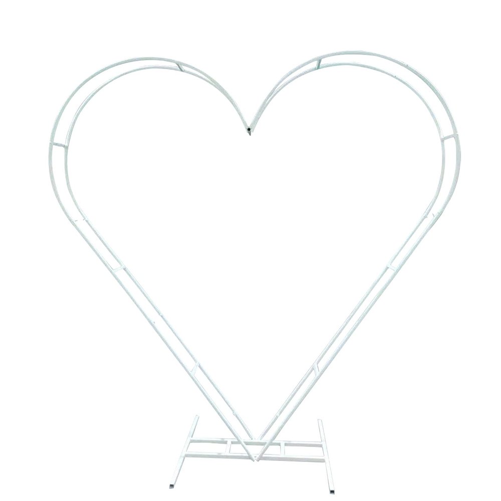 Heart-Shaped Wedding Arch for Ceremony, White Metal, 2 m